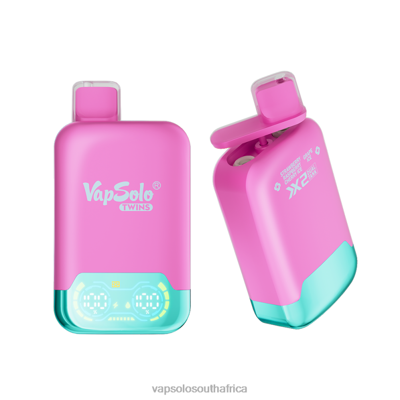 VapSolo Disposable - VapSolo TWINS Strawberry Raspberry Cherry Ice & Grape Ice 4T2BX33